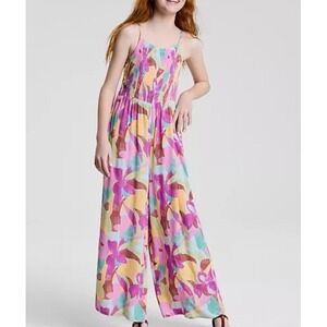 Roxy Big Kid Girls‎ L (12/14) Straight Neck Sleeveless Jumpsuit Floral 1 Pc NWT